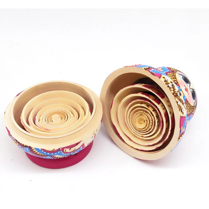 

10pcs Wooden Russian Hand Painted Nesting Dolls Babushka Matryoshka Boy Girl Gift Parent Child Interactive Game