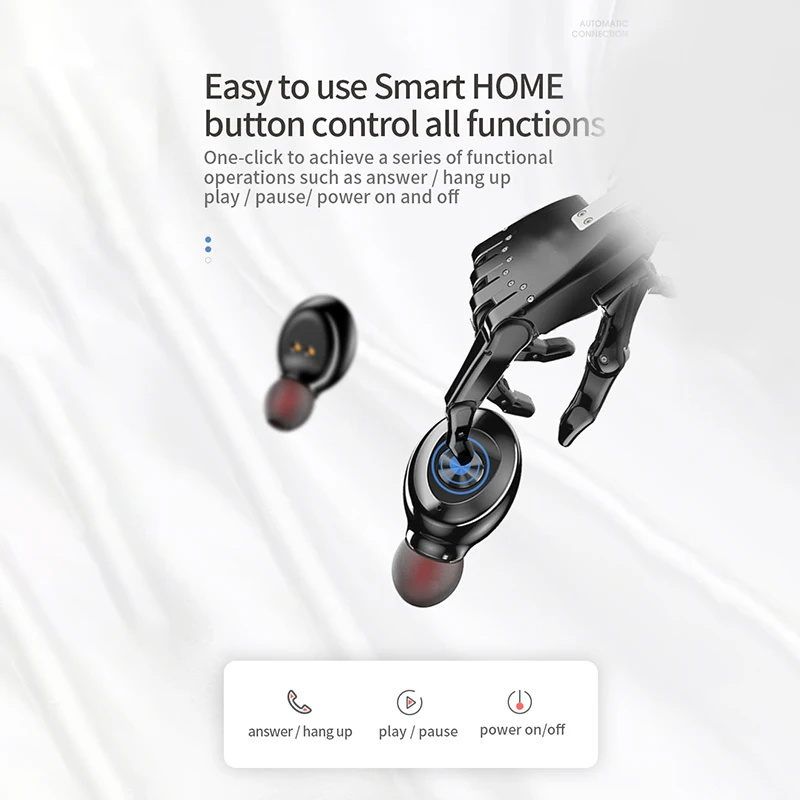 TWS Bluetooth беспроводные наушники 5 0 стереонаушники с микрофоном и светодиодным