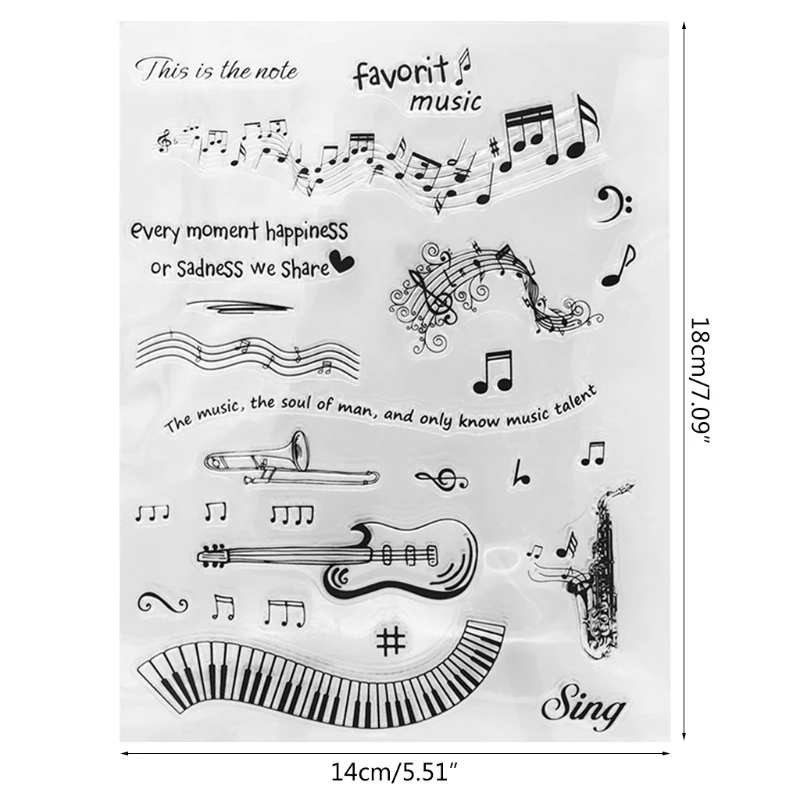 

Music Notes Silicone Clear Seal Stamp DIY Scrapbook Embossing Photo Album Decor 87HA