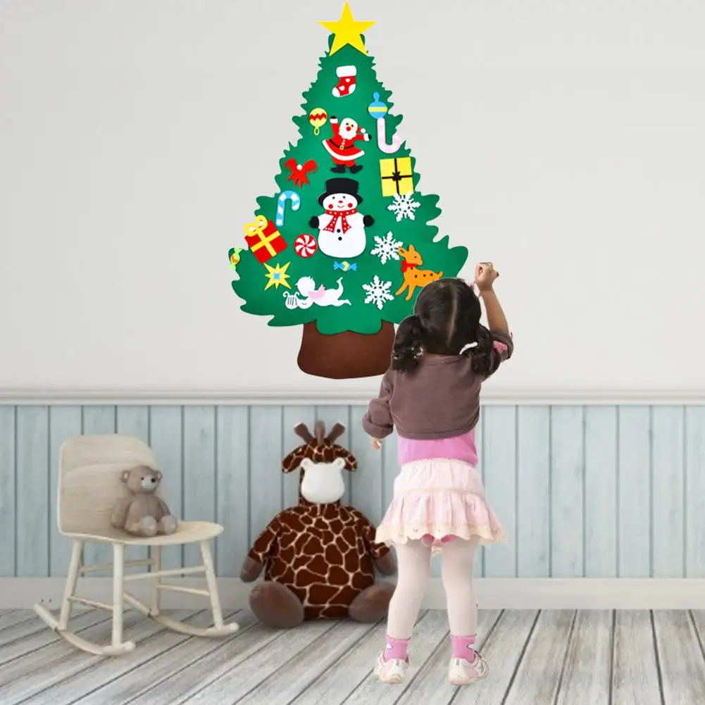 DIY Войлок Рождественская елка новогодние подарки Детские игрушки Искусственная елка Настенное подвесное украшение Рождественское украшение для дома