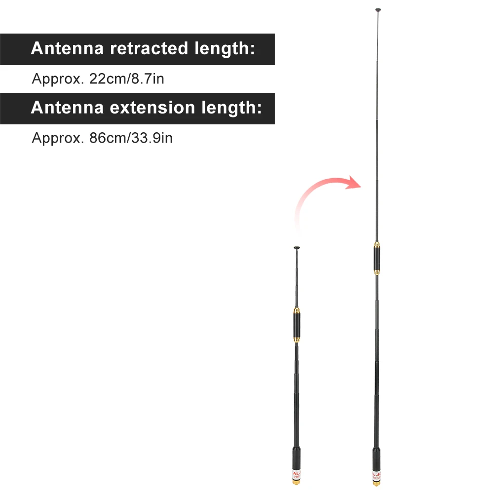 

Handheld Two-Way Radio Telescopic Antenna UV Dual Frequency Range High Gain Stretch Handset Radhigh