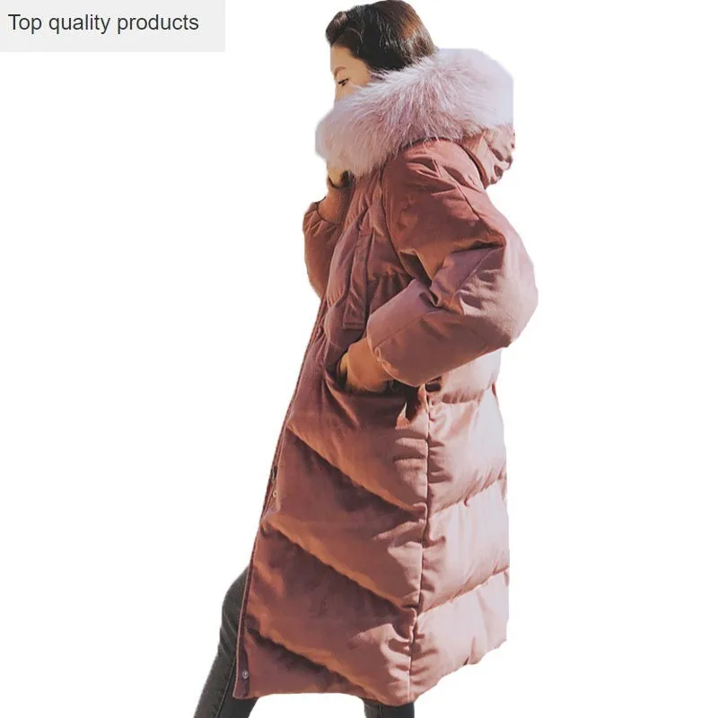 Длинное корейское стильное вельветовое толстое пальто свободного размера плюс