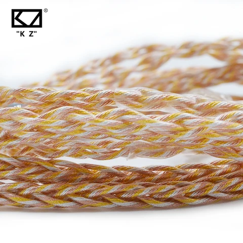 KZ 8-жильный золотой серебряный медный кабель для наушников