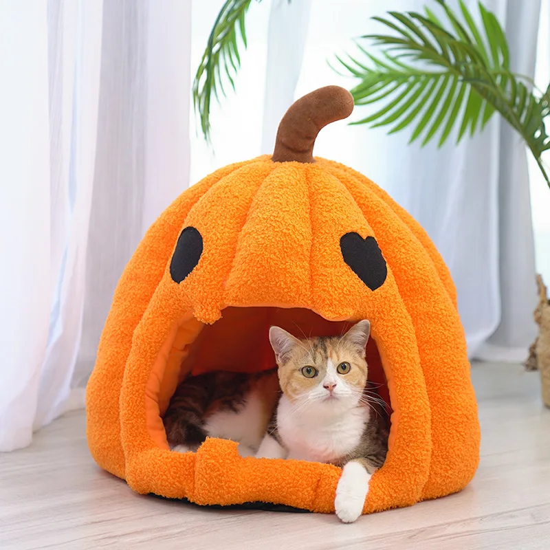 

Cat Litter Autumn And Winter Warm Dog Cat Kennel House Villa Nest Enclosed Cat Bed Sleeping Removable Mat