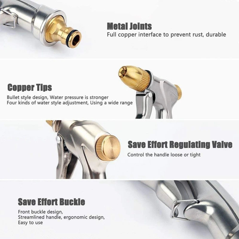 

100FT Expandable 3-Time No-Kink Flexible Garden Water Hose, Latex Pipe, 3/4 inch Solid Brass Fittings Metal Spray Tool