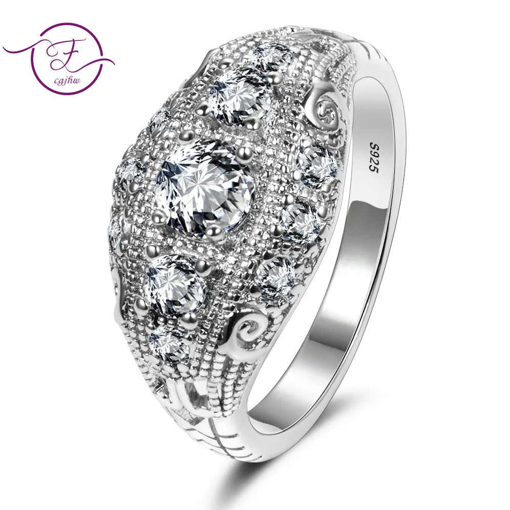 

Romantic Luxury Wedding Rings With AAA Cubic Zircon Crystal Ring For Women New Brand 925 Silver Wedding Anniversary Jewelry Gift