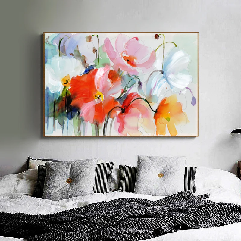 

Abstract Flower Wall Art Canvas Poster Print Modern Oil Painting On Canvas Flower Prints Pictures For Living Room Wall Decor