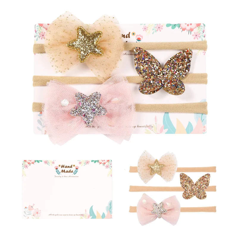 

3pcs Baby Non-marking Headband European And American Children Nylon Hair Bows Set Thin Hair Band Baby akcesoria do wlosow