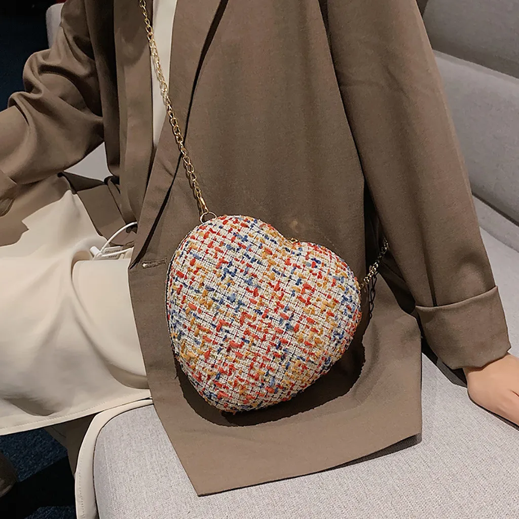 Женские вечерние сумки в форме сердца на цепочке повседневная сумка плечо