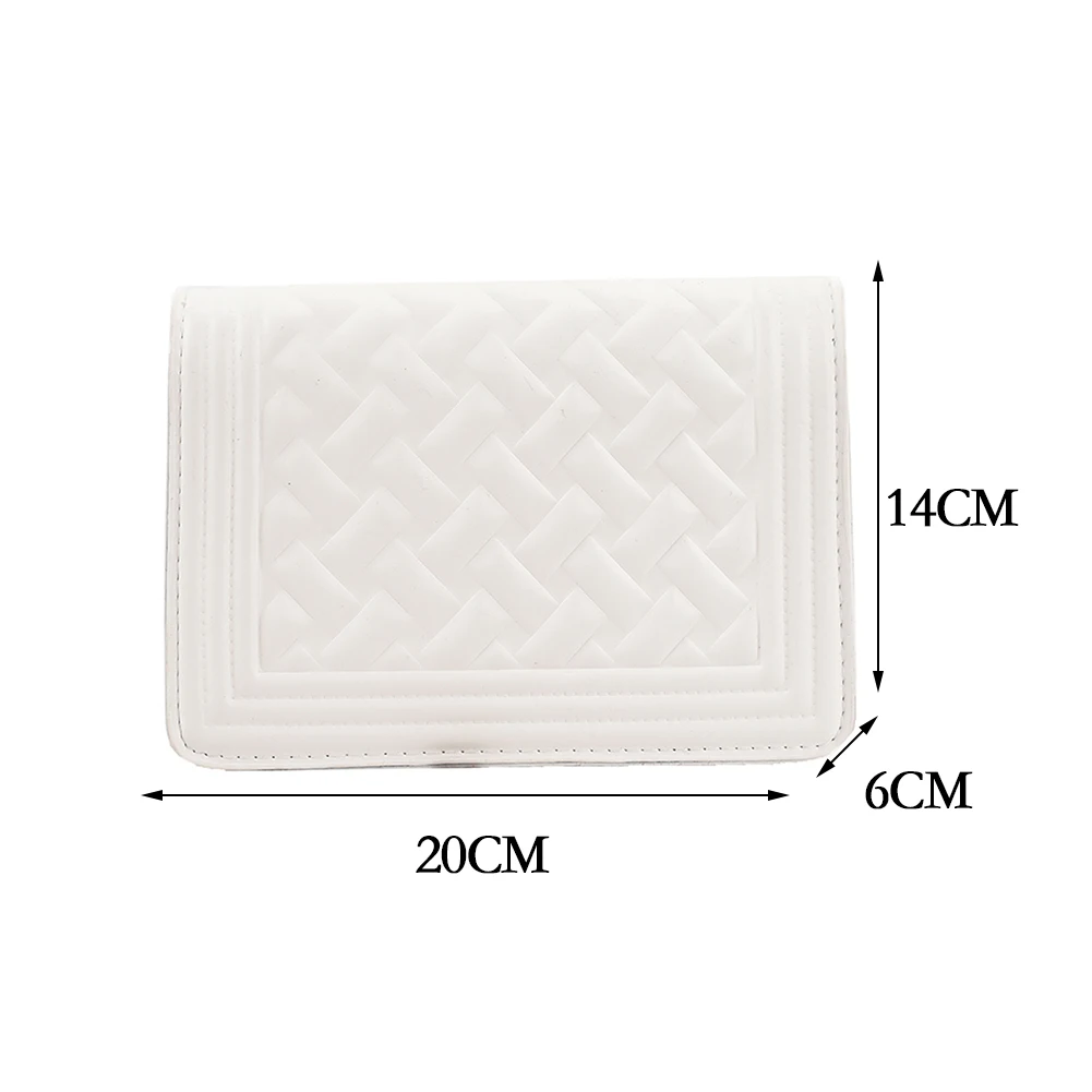 

Fashion Women Embossed Woven Pattern Crossbody Bags PU Leather Solid Color Shoulder Messenger Bag Casual Ladies Chain Handbags