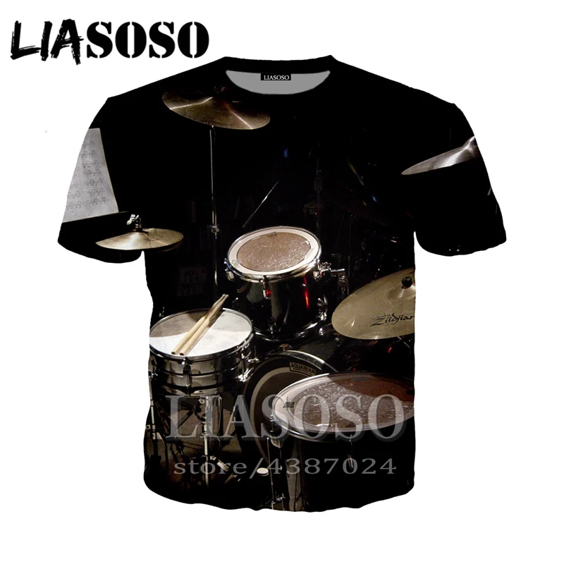 

LIASOSO Anime 3D Print Tshirt Men Women Fashion Harajuku T-shirt 2020 Drum Set Bass Funny Tshirts Summer Short Sleeve Tee Top