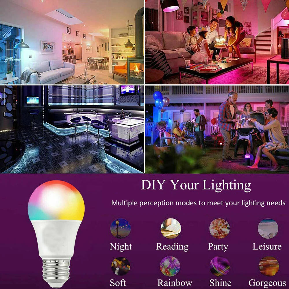 

16 Color E27 RGB Lamp Wall Lamp Rgb Light Bulb wall Magic Led 85-265V Spotlight 1/2/4 Pack Remote Control+Memory Mode For Home
