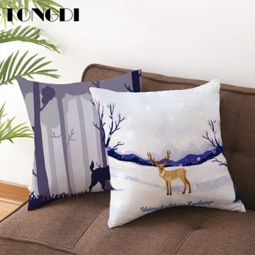 TONGDI Санта Клаус Мягкий Чехол на подушку напечатанный светильник бархатное