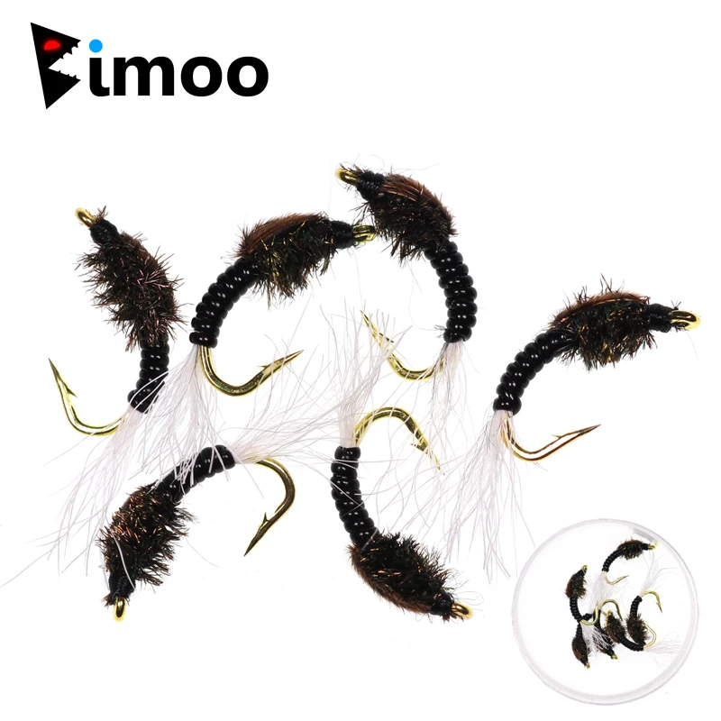 

Bimoo 6PCS/Lot #16 Bluegill Fly Sunfish Panfish Fishing Nymp Trout Fly Artificial Midge Insect Lures Fly Fishing Hook Bait