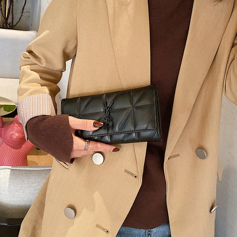

Long wallet wallet new European and American ladies wallet fashion rhombic zipper handbag multi-card mobile phone coin purse