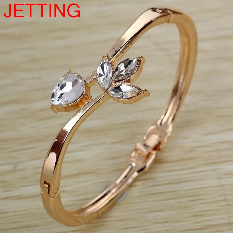 Модные браслеты из розового золота с инкрустацией банга Titisan Hujan Kristal Rantai Gelang
