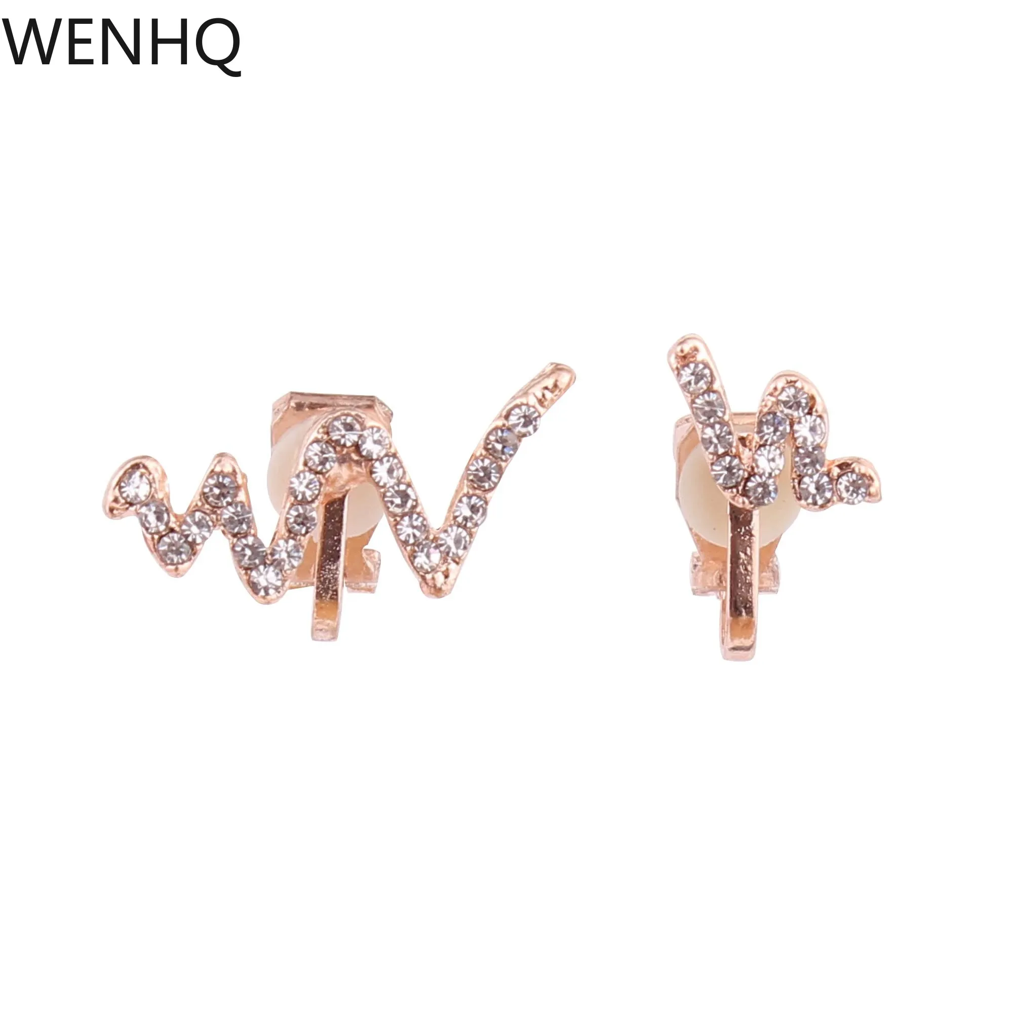 

WENHQ Hot Sale Wavy Snake-Shaped Clip on Earrings Fashion Cute Rhinestone Crystal No Pierced Earrings Charm Jewelry Ear Clip