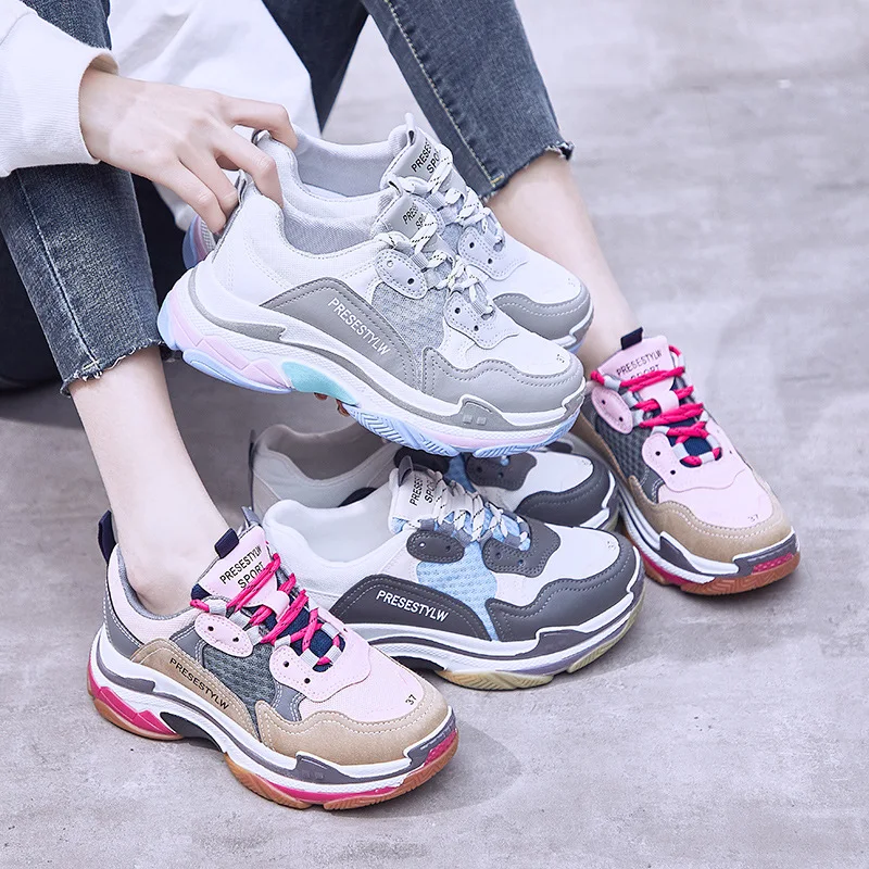 

Women's Sports Shoes Platform Shoes Designer Breathable Mixed Colors Casual Running Chunky Sneakers Woman Vulcanize Shoes 2021