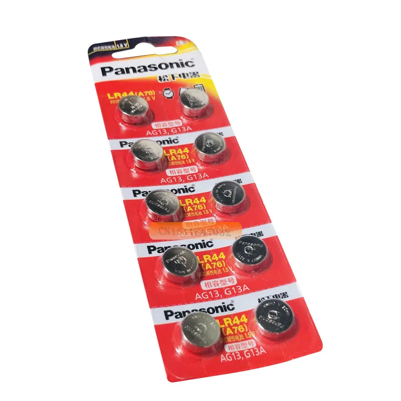 20 шт/2 упаковки PANASONIC LR44 A76 AG13 0% Hg SR1154 357 LR 44 1,5 V батареи для калькулятора 0% Hg