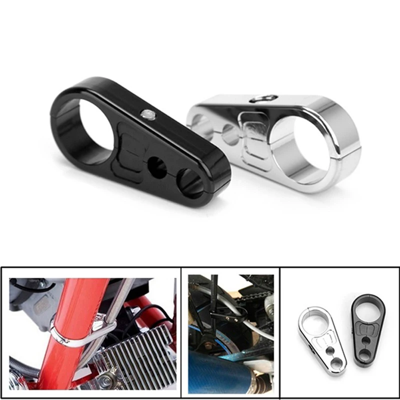 

1" 25MM Black Chrome Universal Frame Handlebar Clutch Cable Brake Line Holder Clamp CNC Motorcycle Brake Cable Clamps