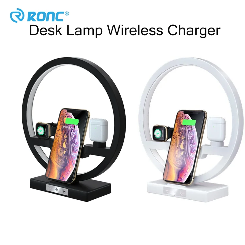 

4 in 1 Qi Fast Wireless Charger Dock Station for Airpods iPhone 12 11 Watch Charging Holder LED Lamp EU US Plug Phone Chargers