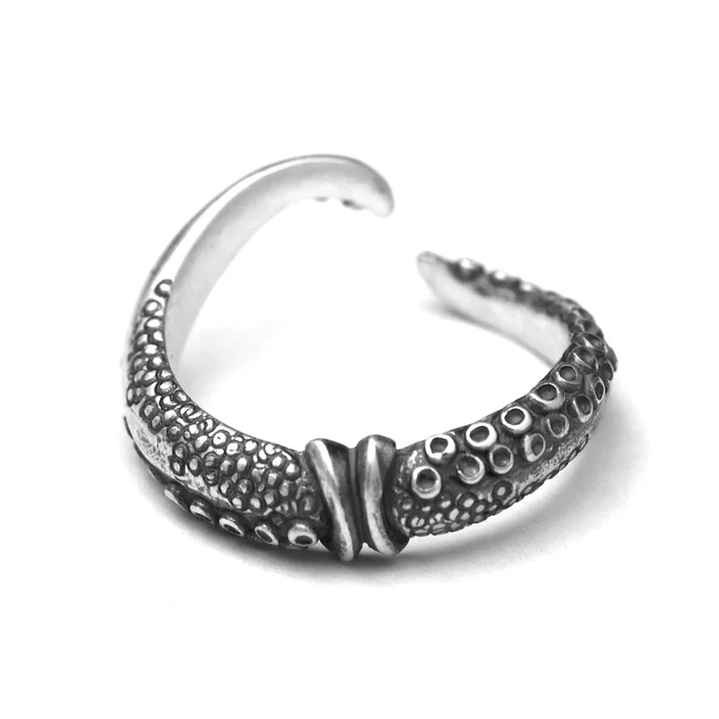 

Creative Men's and Women's Ring Irregular with Personality 925 Silver Retro with Opening Little Finger Ring European and