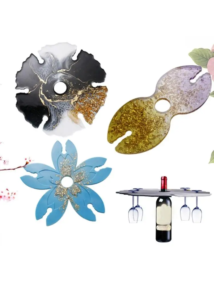 

Crystal Epoxy Resin Mold Wine Rack Tray Bracket Cup Holder DIY Silicone Mould