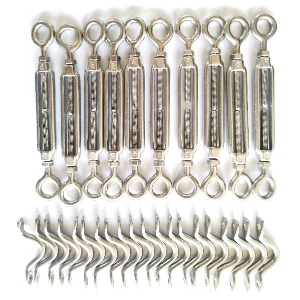 

110pcs/set 316 Stainless Steel Hook Eye Turnbuckle Kit Wire Rope Tension Kit(Silver)
