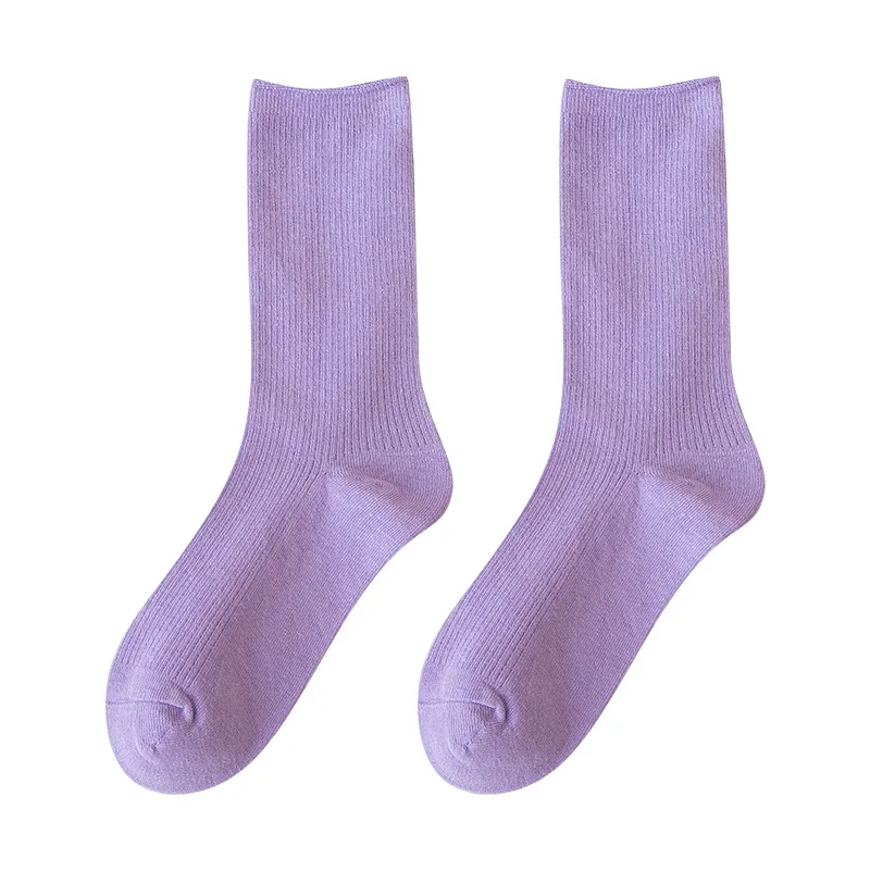 Women Socks 2022 New Fashion Solid Color Crew  Socks For Women Cotton Breathable Neon Color Long Terry Socks  Korean Socks Girl