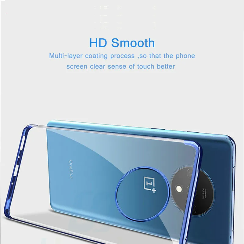 Мягкий прозрачный чехол для телефона Oneplus 7T с лазерным покрытием силиконовый