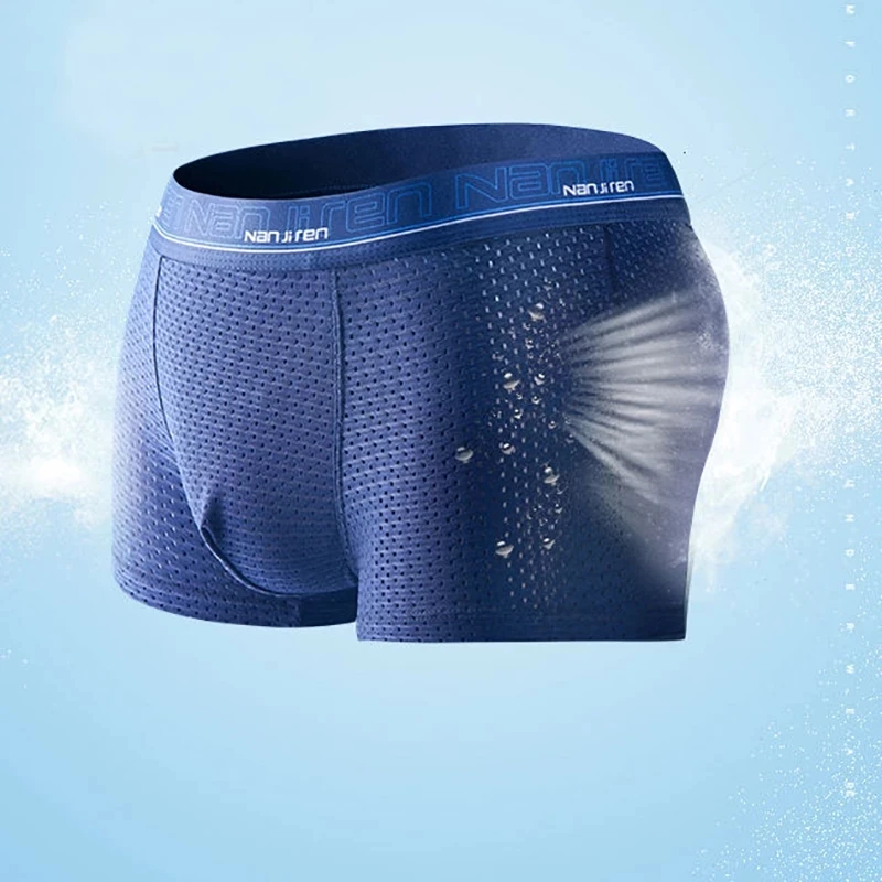 Men Underwear Ice Silk Boxer Men Underpants Comfortable Breathable Men's Panties Underwear Solid Mesh Boxershorts Man Boxers