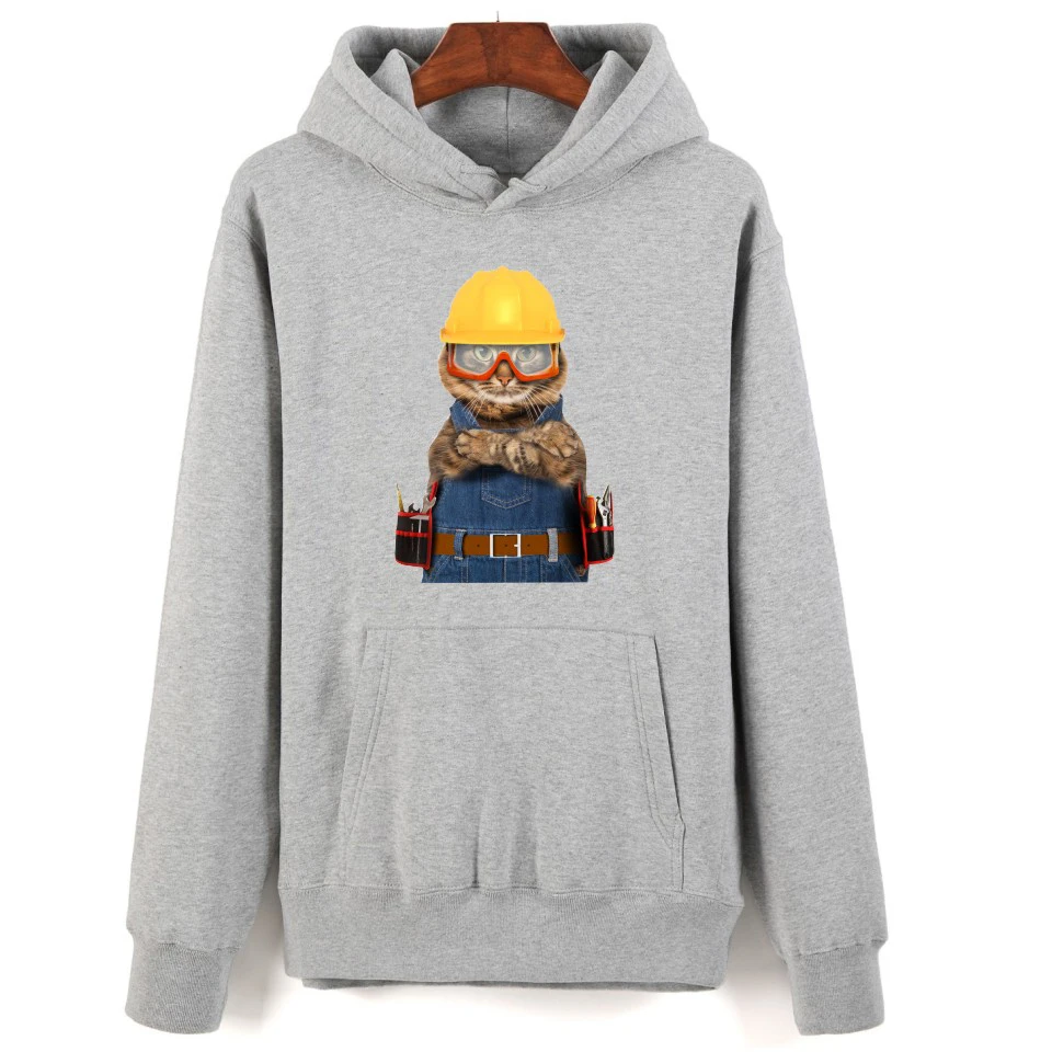 Модные классические толстовки с котом новинка популярные мужские/женские