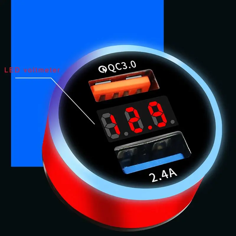 12 V/24 V двойной Порты QC 3 0 USB авто зарядное устройство для Зарядное прикуриватель