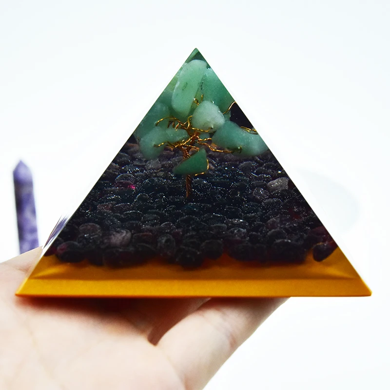 Crystal Tree Of Life Orgonite Positive Energy Pyramid Healing Garnet Aventurine Yoga Meditation Chakras Orgon Jewelry Ornaments