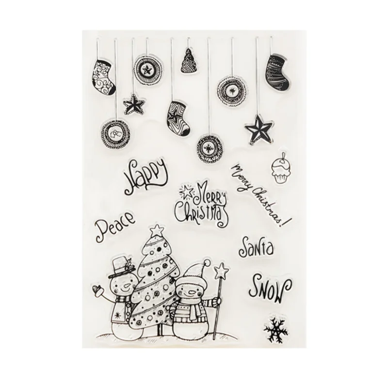 

Happy Snowman Transparent Silicone Stamp DIY Scrapbooking Rubber Coloring Embossed Diary Decoration Template Reusable 11*16cm