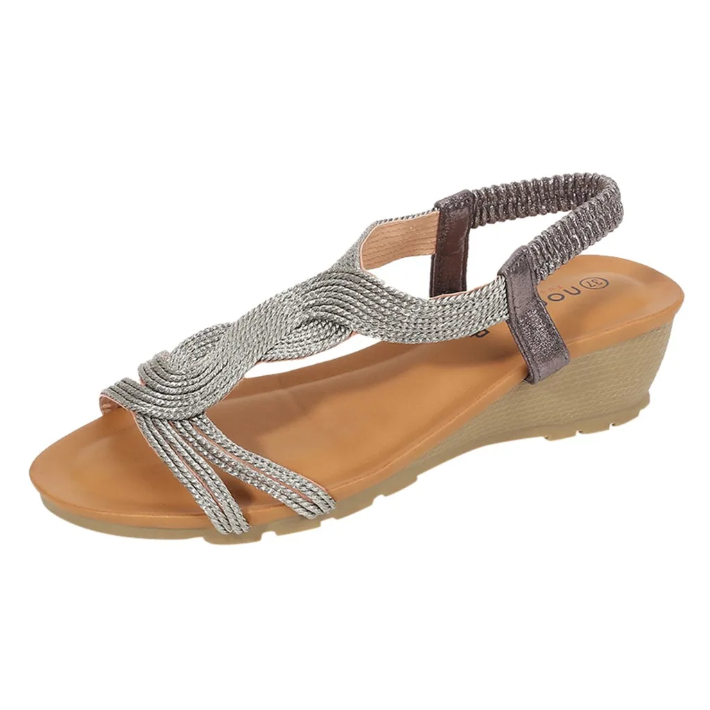 Сандалии SAGACE женские на танкетке богемные босоножки с кристаллами эластичная