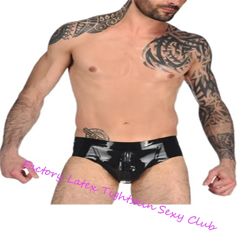

Latex Rubber Fetish Men Shorts with Front zipper condom Underpants Handmade Rubber Sexy Boys Underwear Hot Sell XS-XXXL