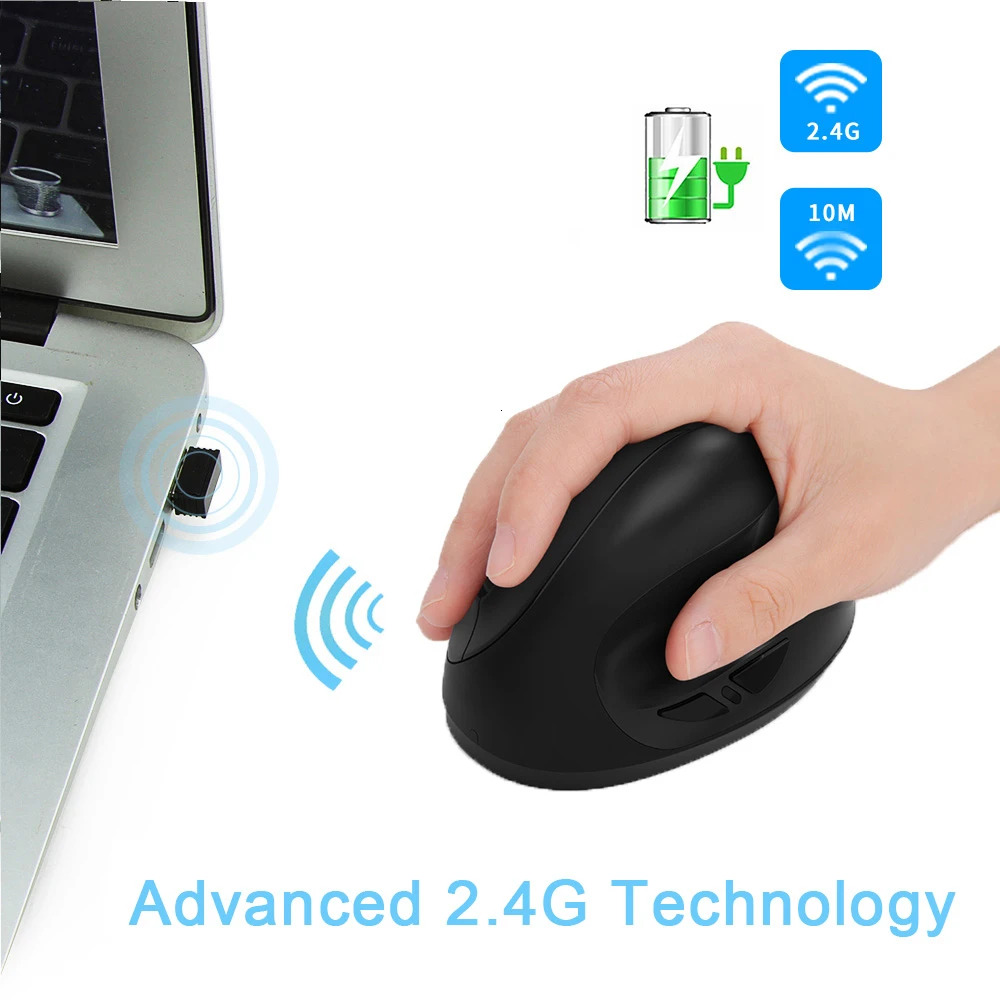 Эргономичная Вертикальная беспроводная мышь CHYI перезаряжаемая игровая