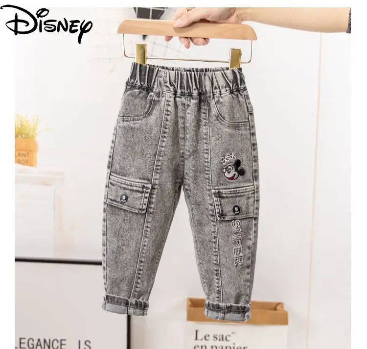 

Disney Fashion Simple Comfortable Soft Jeans Children's Cute Cartoon Print Stretch Pants