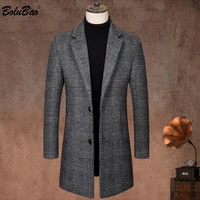 bolubao new winter men wool blends coats quality brand mens fashion casual long section overcoat thick warm wool coat male