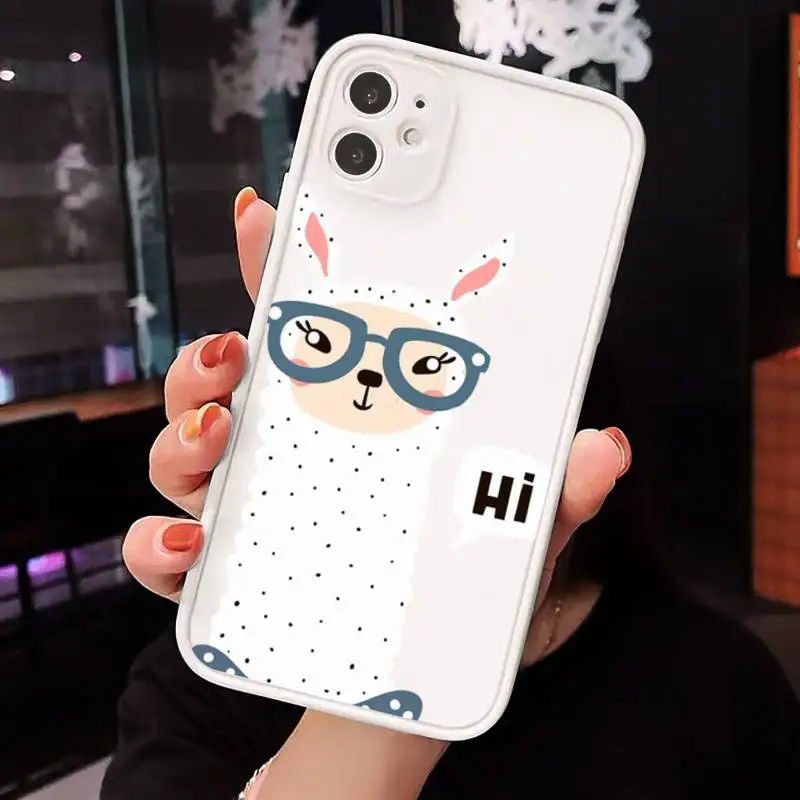 

Kawaii Cute Llama Alpaca Animals Phone Cases Matte Transparent for iPhone 7 8 11 12 s mini pro X XS XR MAX Plus cover funda