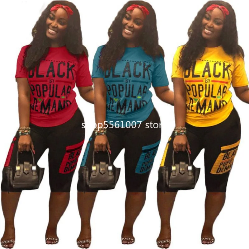 Plus Size 2 Two Piece Set Women Letters Print Tops and Shorts Pants Suits Outfits Casual Tracksuit Matching Sets Ensemble Femme |