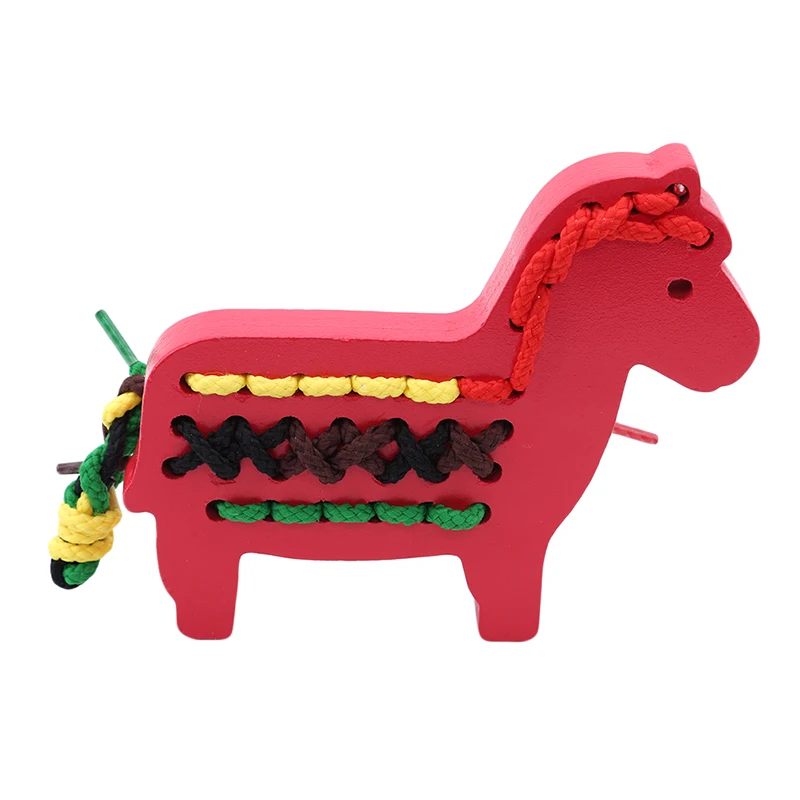 

1 Set Baby Animal Stringing Toy Red Threading Board Puzzle Wooden Toy Animal Threading Jigsaw Puzzles For Baby Kids Gift