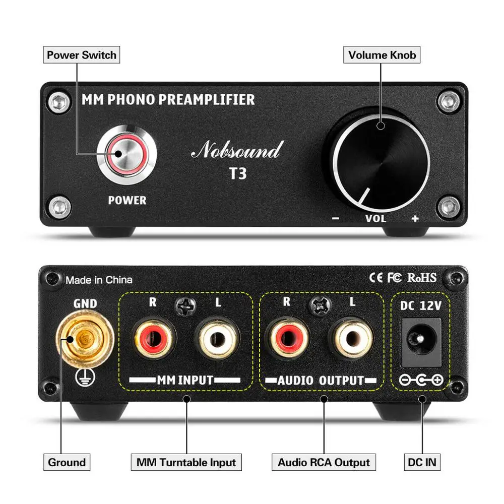 Douk аудио hi fi мм Phono Stage Preamp RIAA проигрыватель записи мини усилитель поворотный