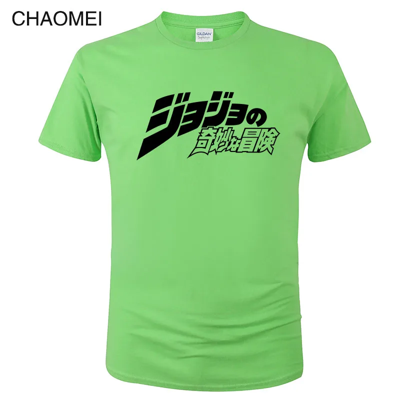 

Модная популярная футболка для мужчин и женщин, летние хлопковые футболки с принтом аниме Джоджо бицзе, Повседневная Уличная одежда, крутые...