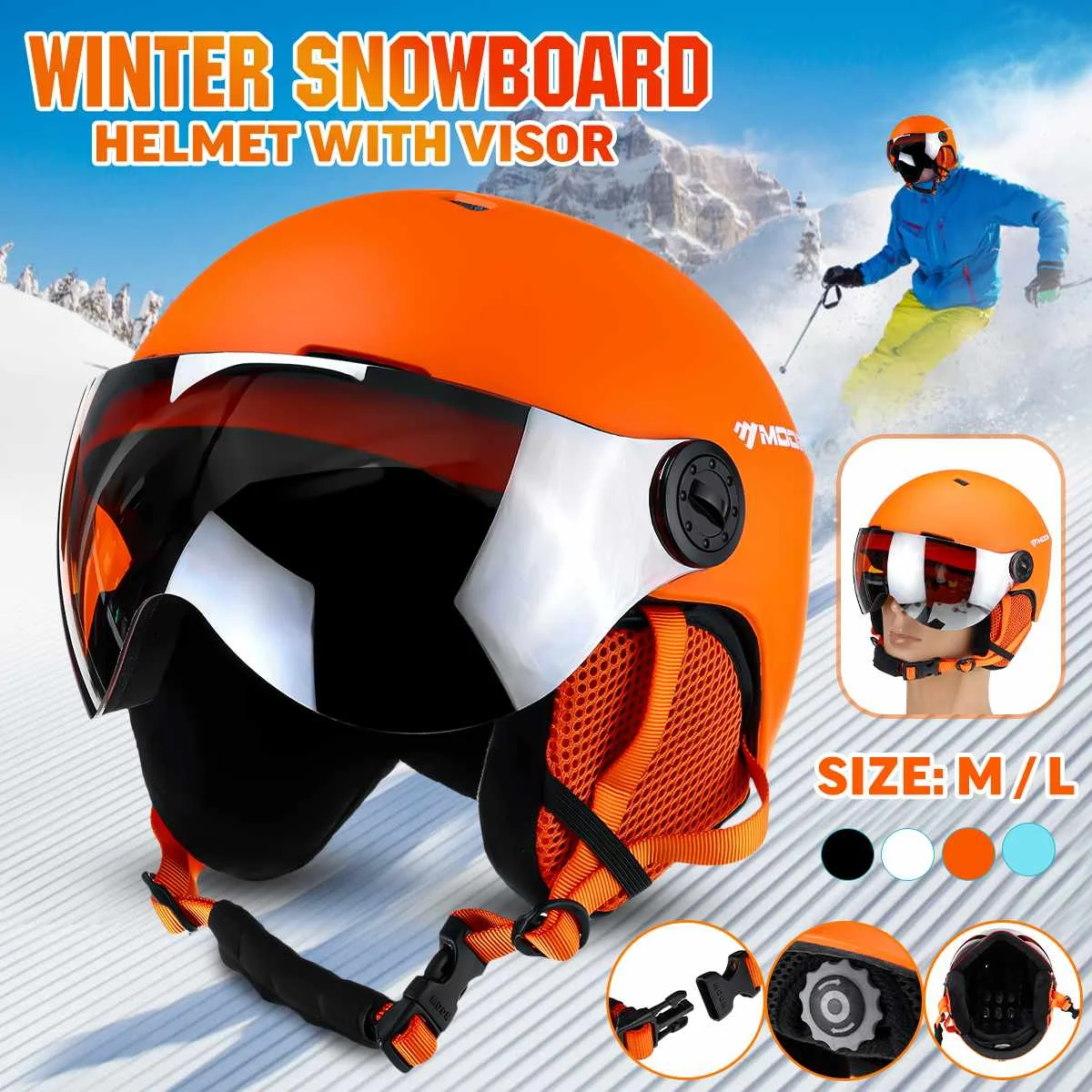 

Winter Cycling Adult Ski Helmet Snowboard Skateboard Outdoor Sports Helmet Lens Visor Goggle Windproof Integrally-Molded Skiing
