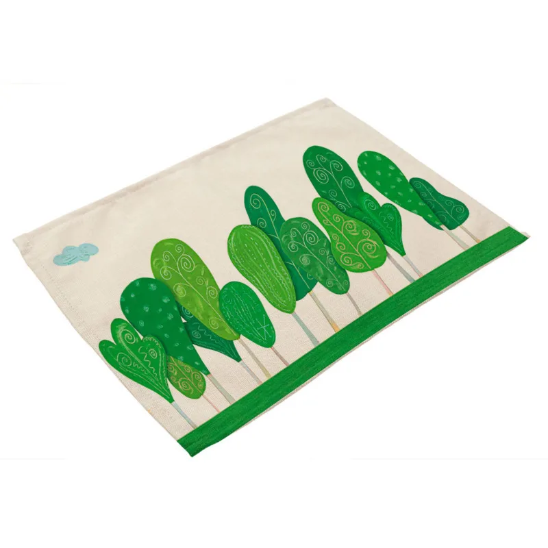 Креативные столовые приборы с принтом зеленых листьев Западный пищевой коврик