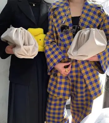 Ins натуральная коровья кожа облачная сумка Мягкие морщинистые пельменты через