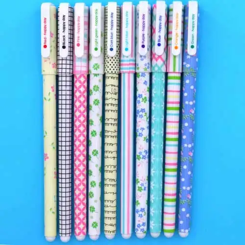 C-Summer Floral 10 Pcs/Color Gel Pen Unicorn Flamingo Animal Starry Sky Flower Kawaii Pens Cute Korean Stationery Painting School Supplies - Цвет: C-Summer Floral