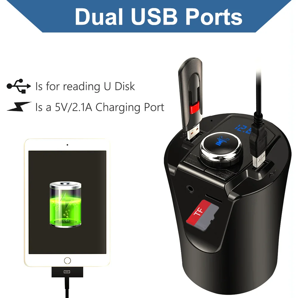 Новый Bluetooth 4 2 FM Bx6 держатель чашки автомобиля Mp3 Usb зарядное устройство приемник